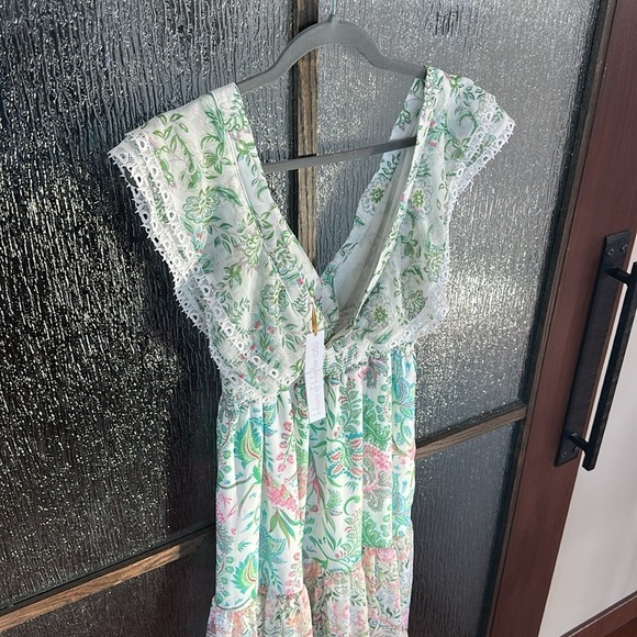House Of Harlow 1960 x Revolve Tiered Ruffle Pastel Paisley Maxi Dress size med - Picture 14 of 14